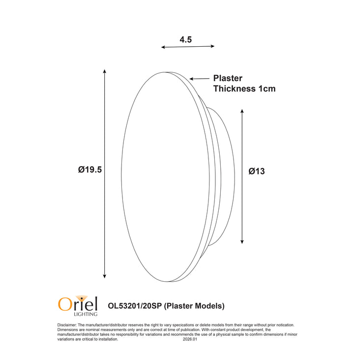 DOT.20/DOT.25 SCALLOPED PLASTER Tri-Colour LED Wall Light