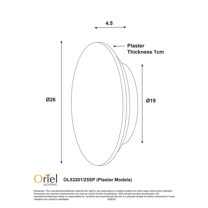 DOT.20/DOT.25 SCALLOPED PLASTER Tri-Colour LED Wall Light