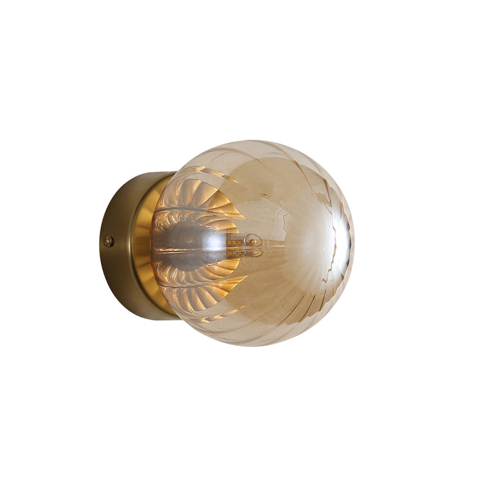 JUNI G9 IP44 Ribbed Optic Glass Wall Light Amber WALL LIGHT
