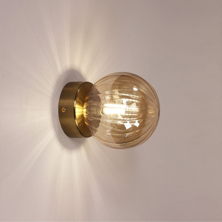 JUNI G9 IP44 Ribbed Optic Glass Wall Light WALL LIGHT