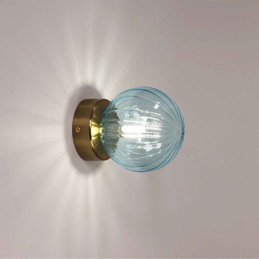 JUNI G9 IP44 Ribbed Optic Glass Wall Light WALL LIGHT