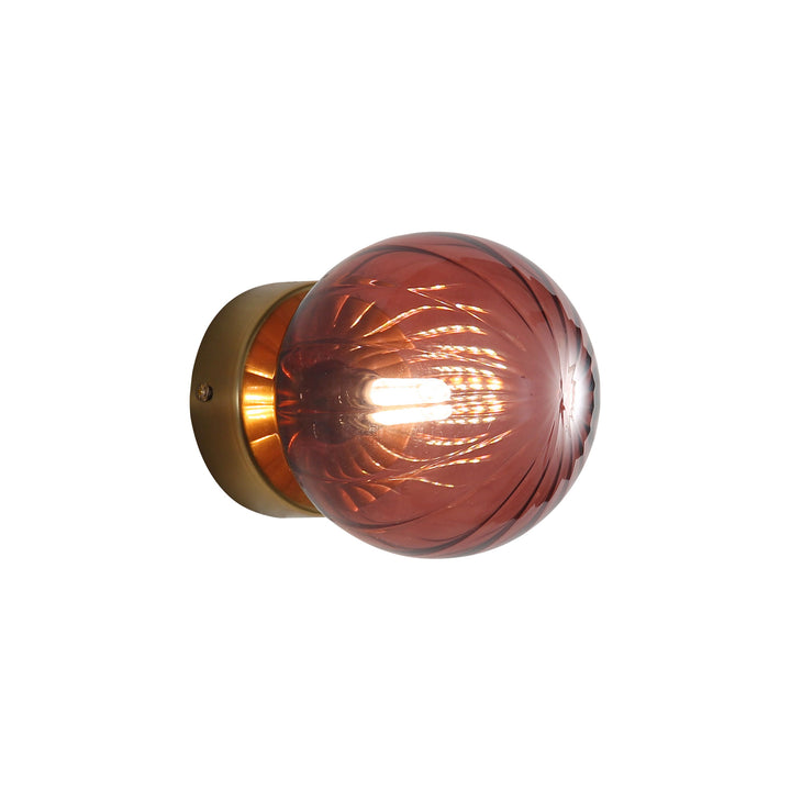 JUNI G9 IP44 Ribbed Optic Glass Wall Light Rose WALL LIGHT