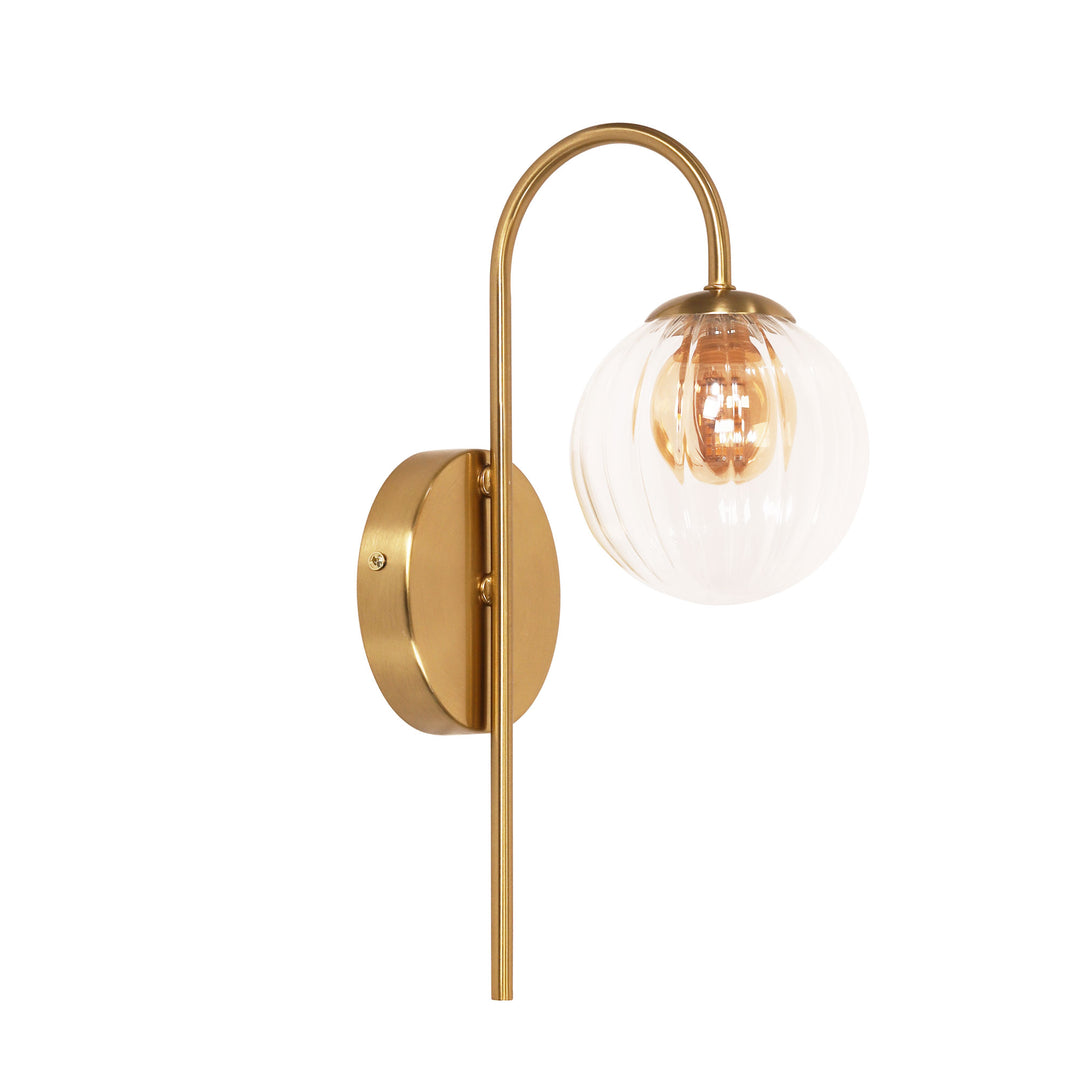 ALTA SATIN BRASS Clear and Amber Glass Sphere Wall Light WALL LIGHT
