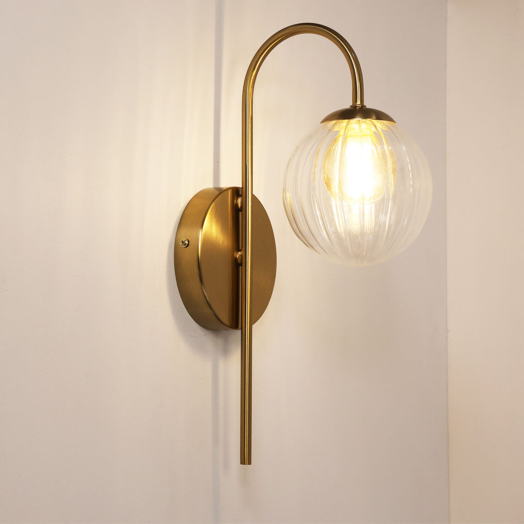 ALTA SATIN BRASS Clear and Amber Glass Sphere Wall Light WALL LIGHT