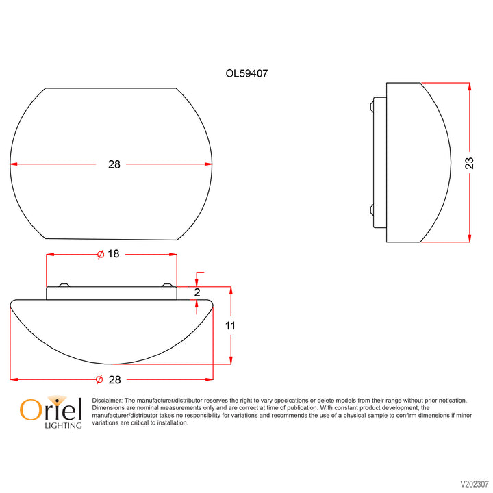 ELBA Opal Matt Wall Light 28cm