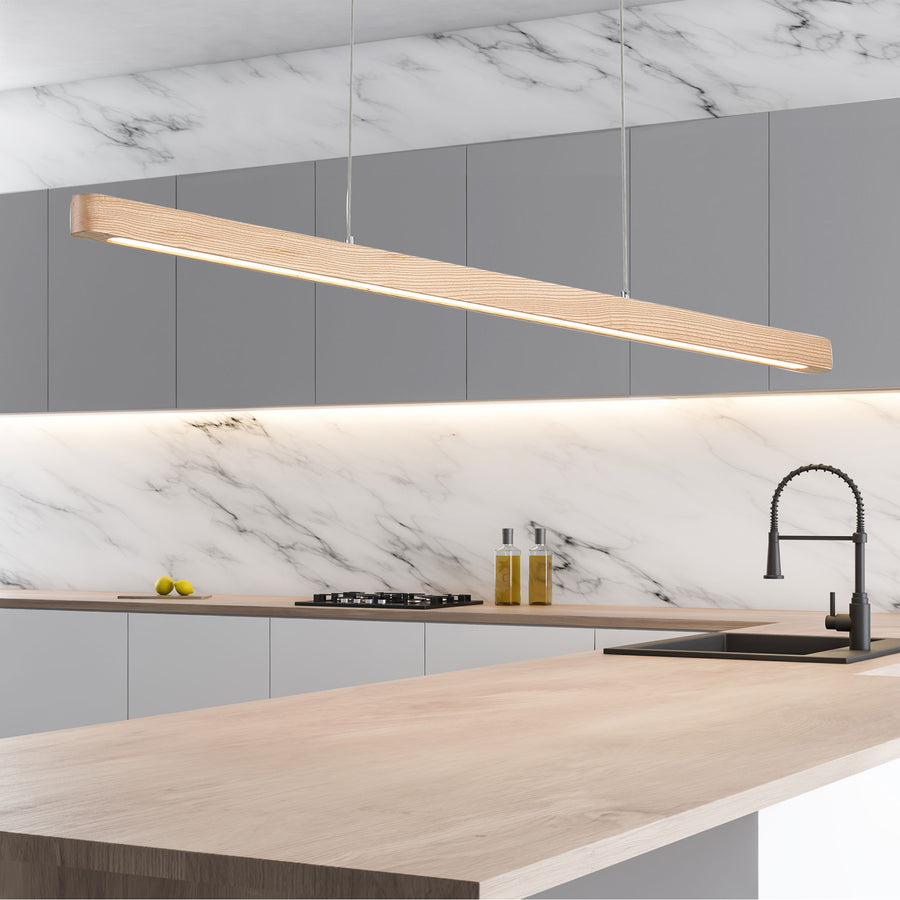 ALPHA.150 Ash Wood TriColour LED Linear Pendant Pendant