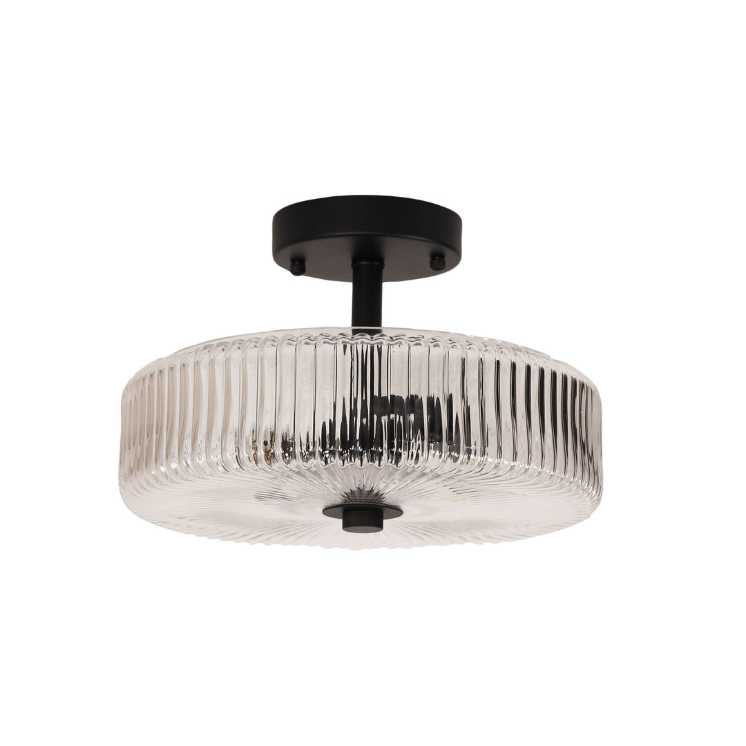 WORTH BLACK/Satin Brass Ribbed Glass CTC Pendant
