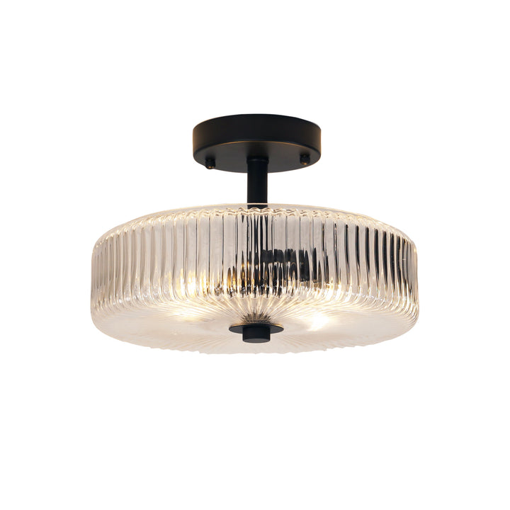 WORTH BLACK/Satin Brass Ribbed Glass CTC Pendant