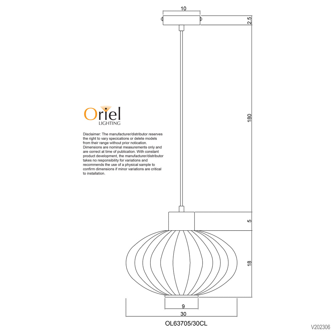 MILLER.130 Ribbed Glass Pendant