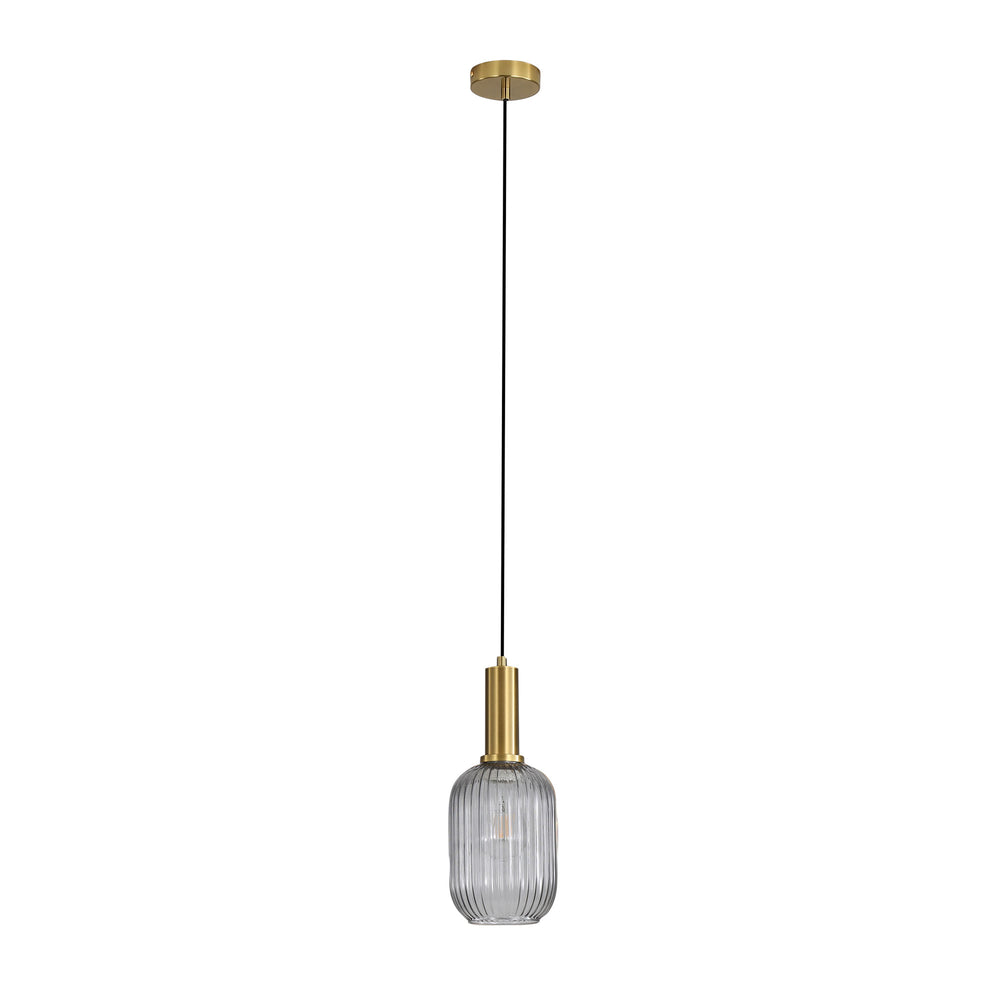 LUXE.130 Ribbed Glass Pendant Smoke Pendant