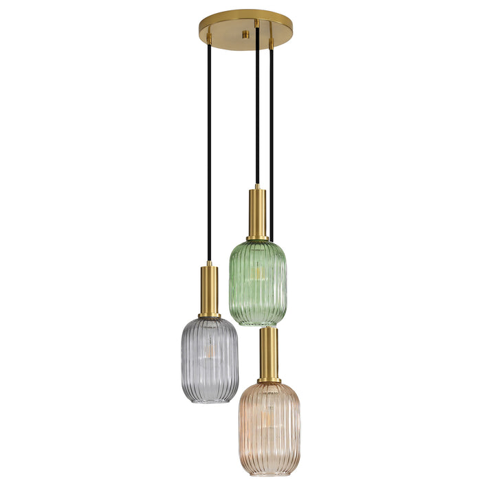 LUXE TRILIGHT 3lt Ribbed Glass Pendant