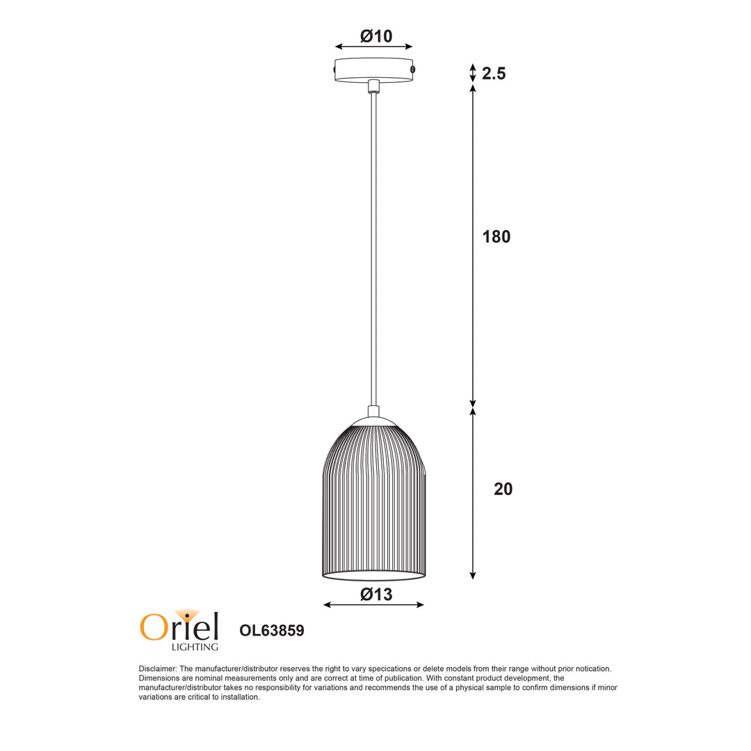 ARLEY PENDANT Ribbed Glass Pendant