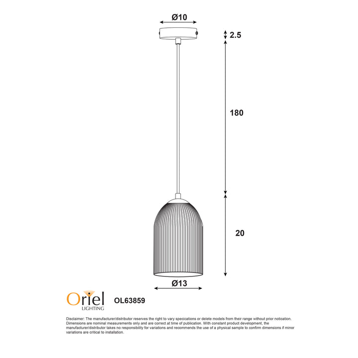 ARLEY PENDANT Ribbed Glass Pendant