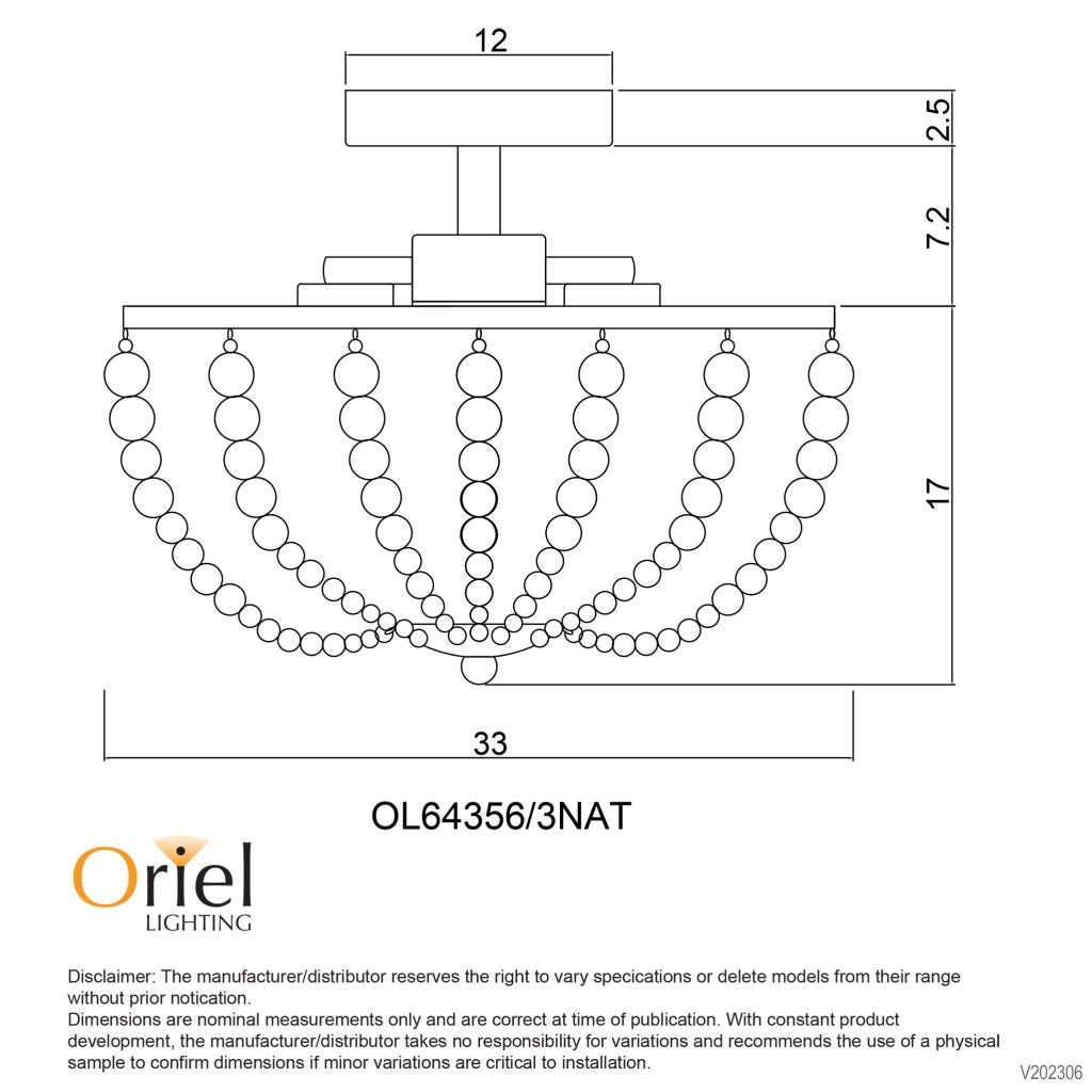 Cascara CTC Natural Wooden Beaded Ceiling Light