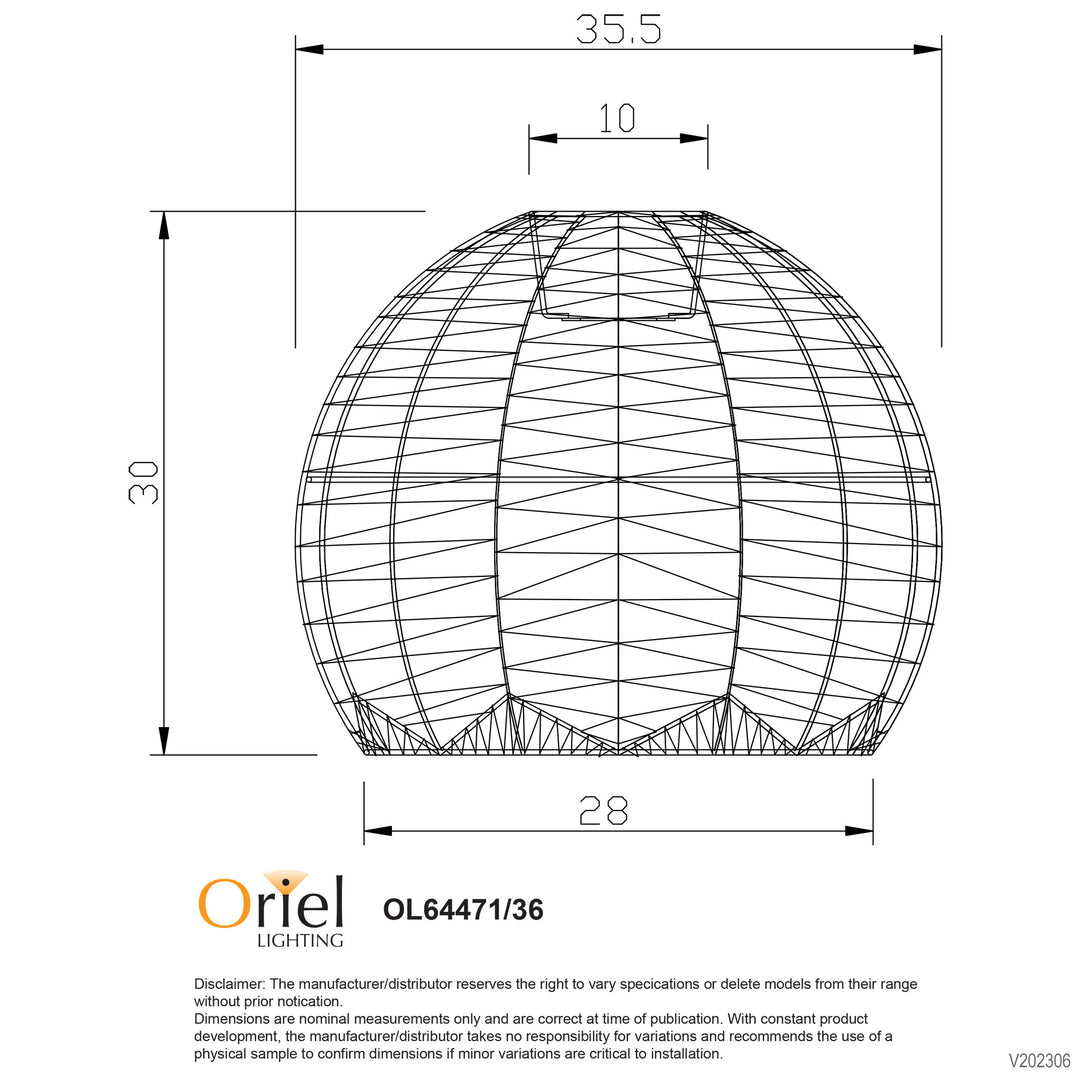 KOGA 36 Natural Rattan Cane Shade Only