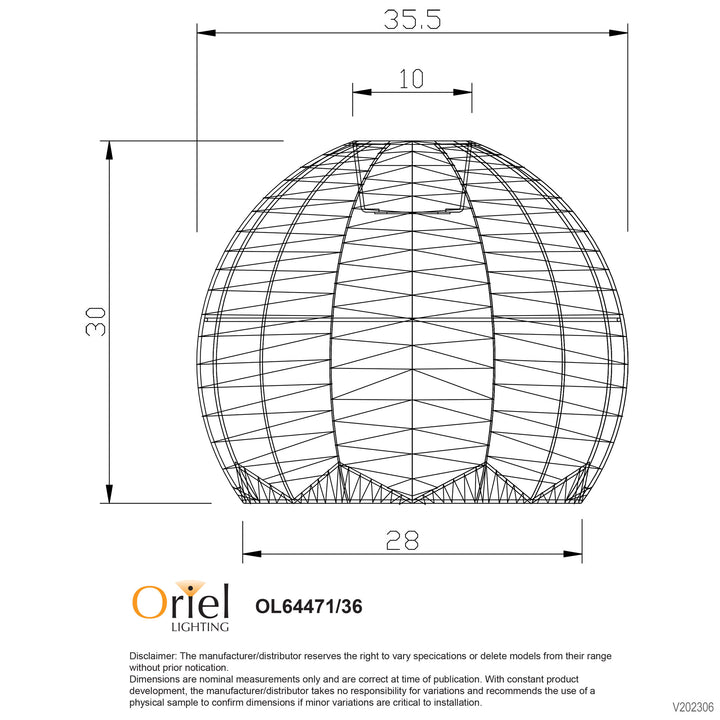 KOGA 36 Natural Rattan Cane Shade Only