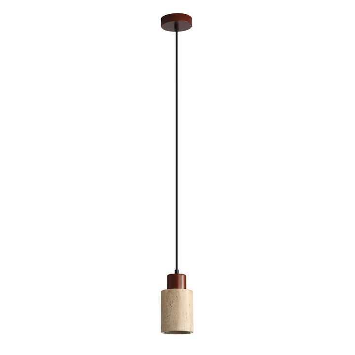 TIBUR.120/ 100 Travertine and Wood Pendant