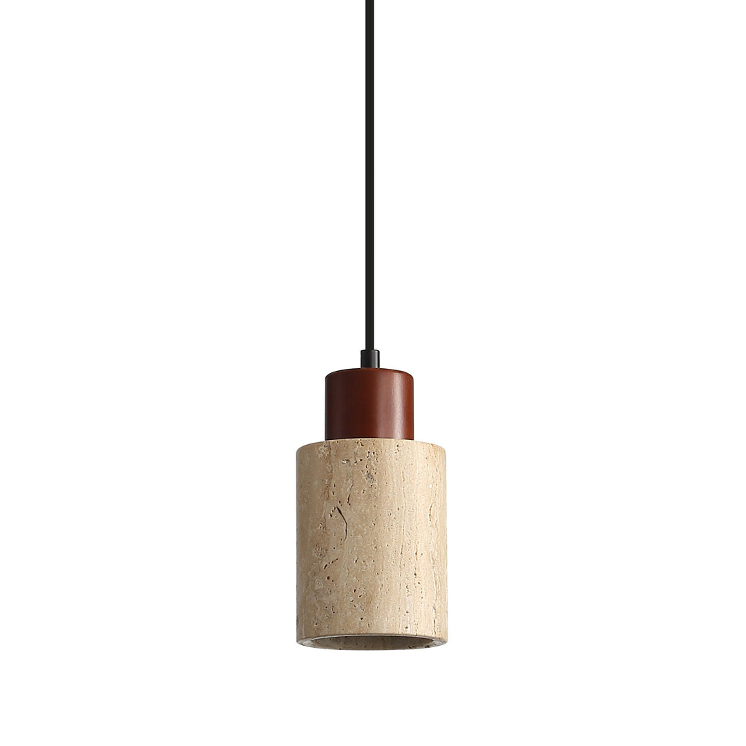 TIBUR.120/ 100 Travertine and Wood Pendant
