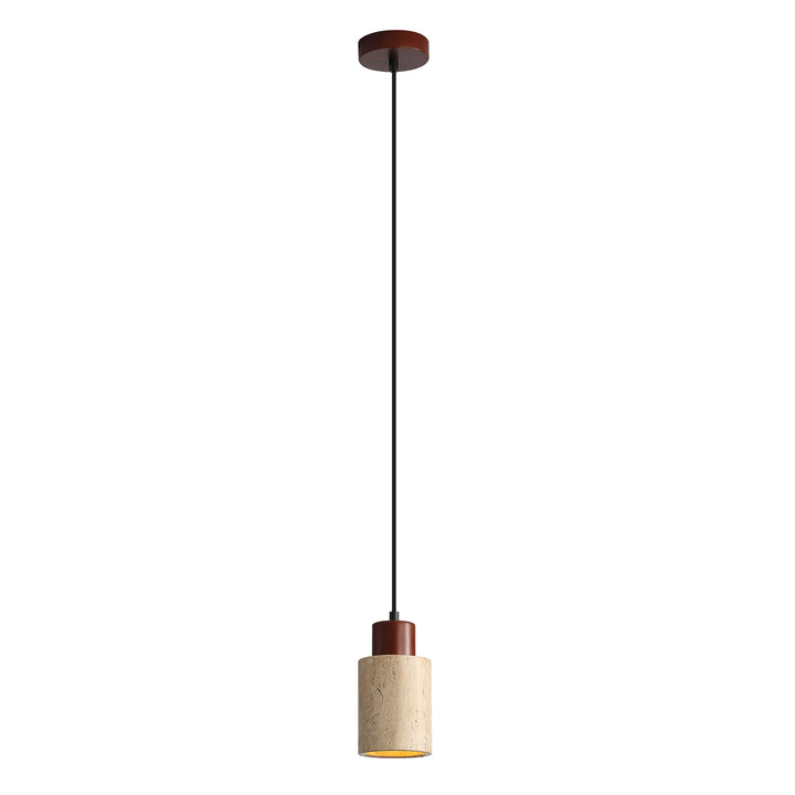 TIBUR.120/ 100 Travertine and Wood Pendant