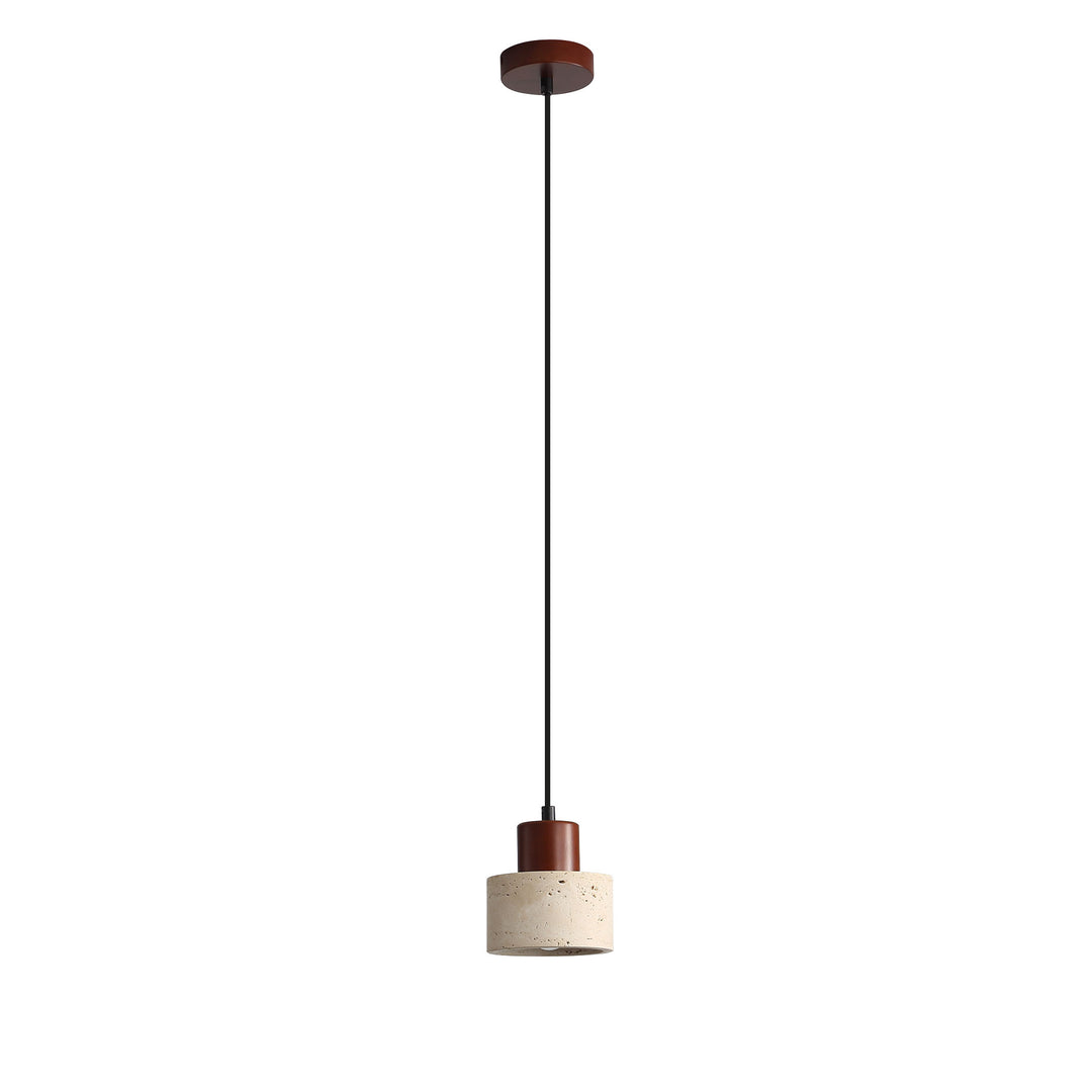 TIBUR.120/ 100 Travertine and Wood Pendant