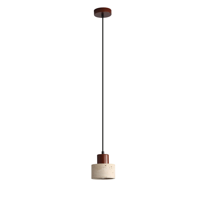 TIBUR.120/ 100 Travertine and Wood Pendant