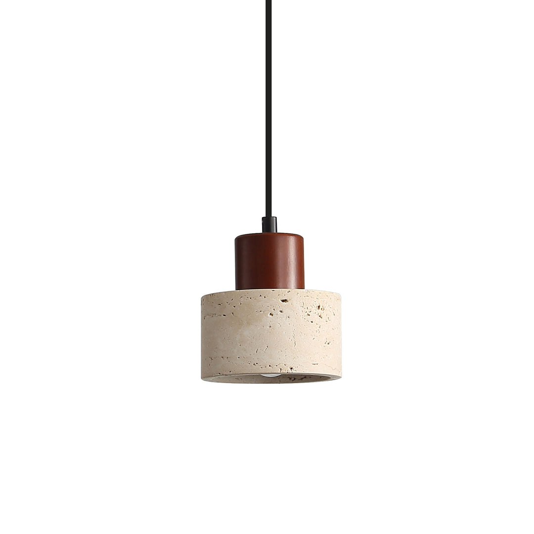 TIBUR.120/ 100 Travertine and Wood Pendant