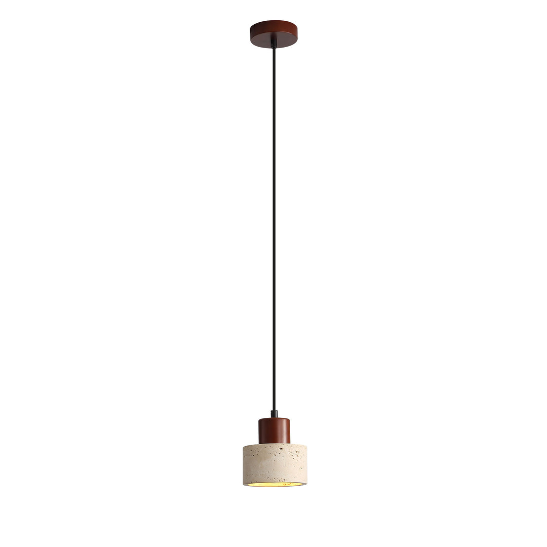 TIBUR.120/ 100 Travertine and Wood Pendant