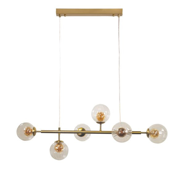 VOLLI.6 SATIN BRASS - 6 Light Optic Glass Pendant