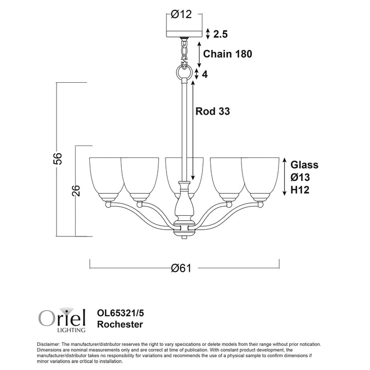 ROCHESTER 5LT Traditional Glass Pendant