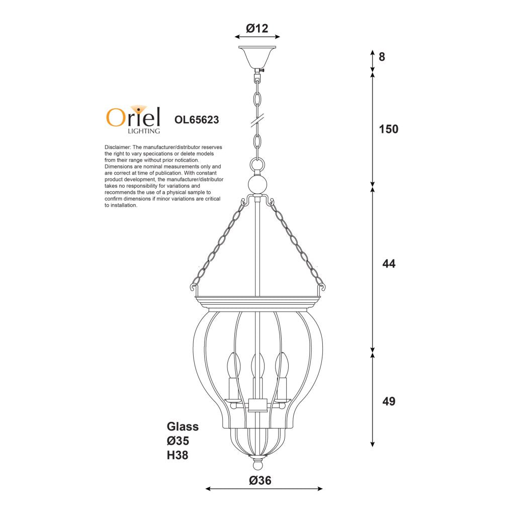 NEWHAM Traditional Glass Pendant