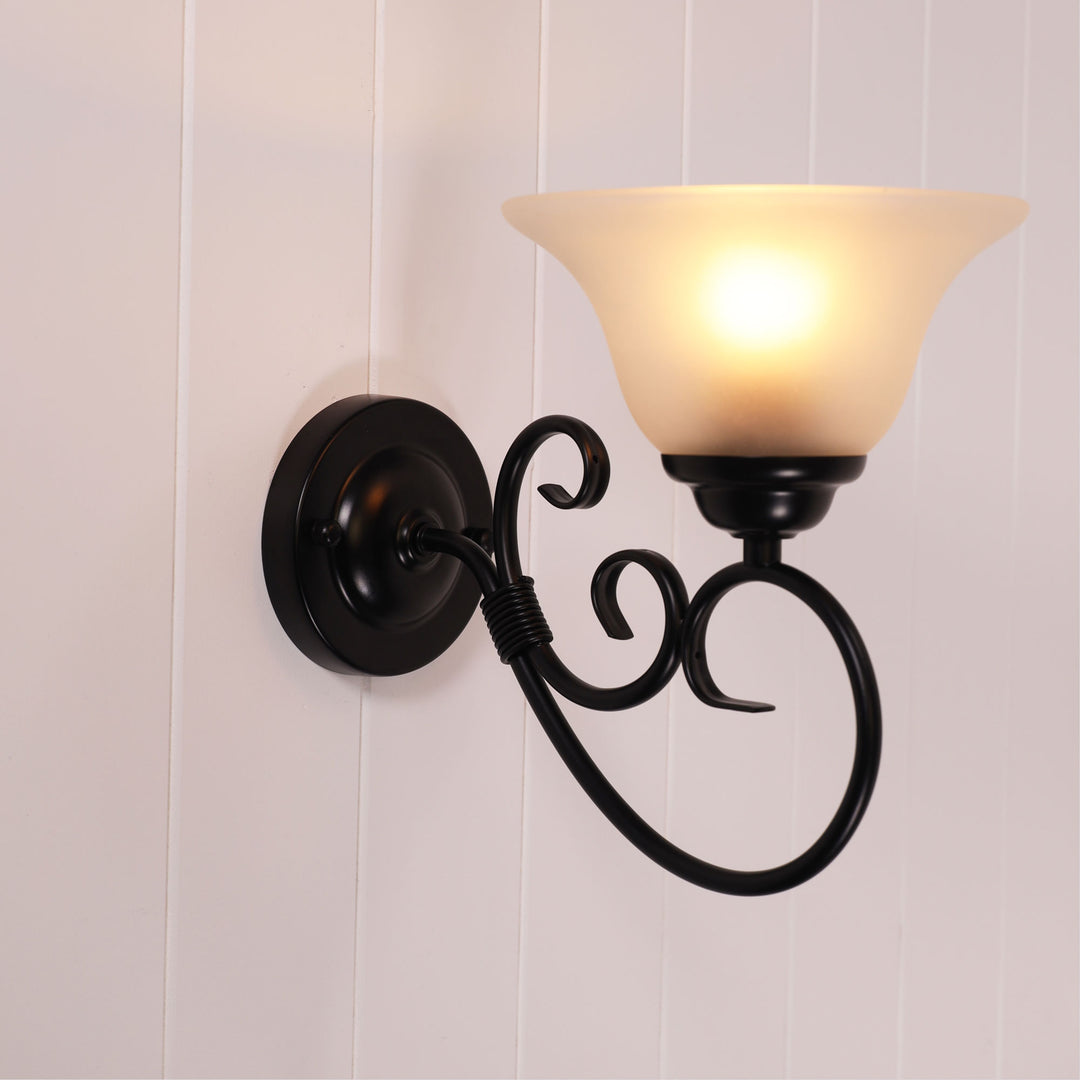 GASTON II WALL LIGHT Black Traditional Frost wall light