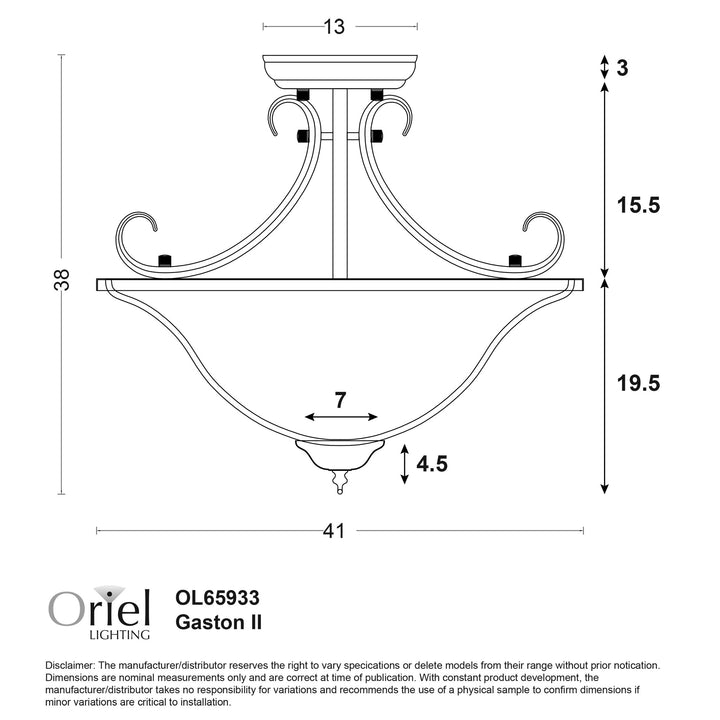 GASTON II SEMIFLUSH Bronze Traditional Frost CTC pendant