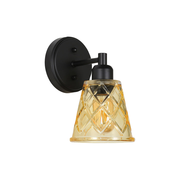 DRAM WALL LIGHT Vintage Cut Glass Wall Light Amber WALL LIGHT
