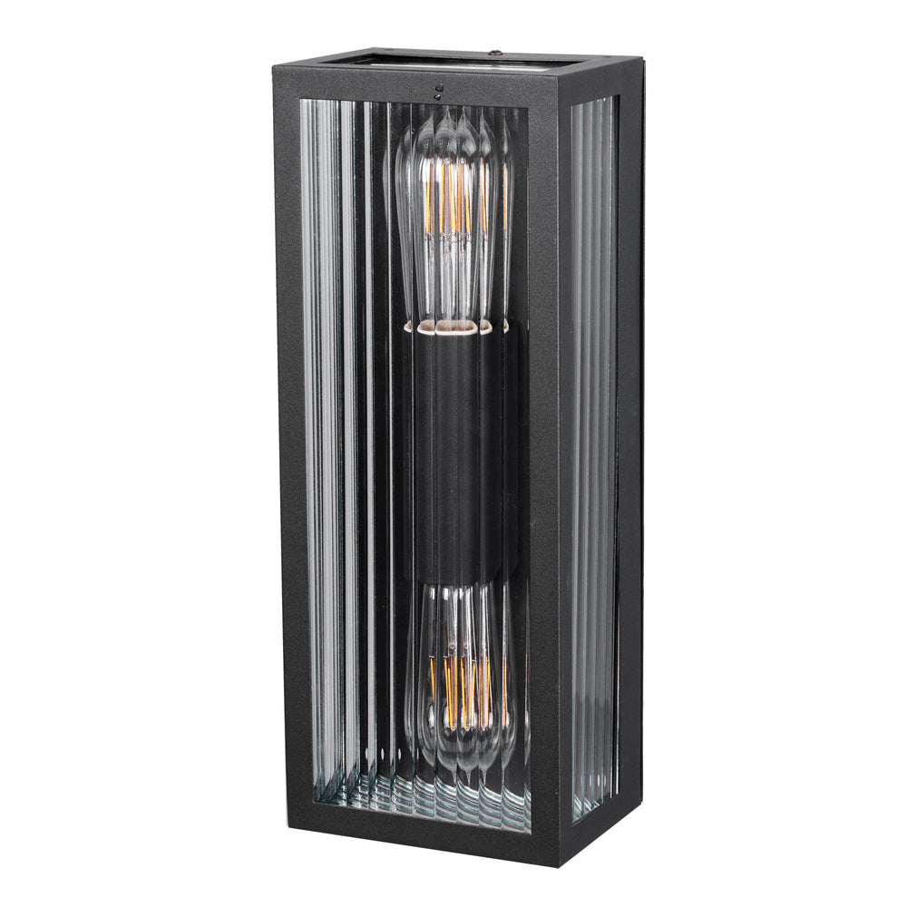 CHICAGO TWIN Clear Ribbed Glass Decorative Outdoor Wall Light WALL LIGHT