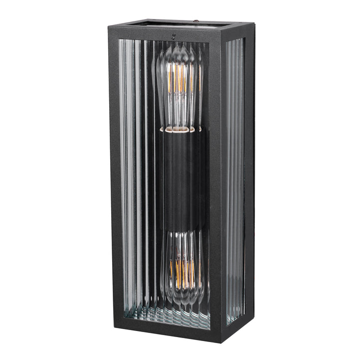 CHICAGO TWIN Clear Ribbed Glass Decorative Outdoor Wall Light WALL LIGHT
