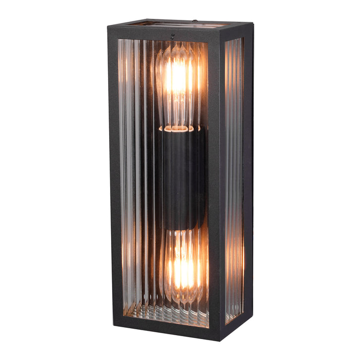 CHICAGO TWIN Clear Ribbed Glass Decorative Outdoor Wall Light WALL LIGHT