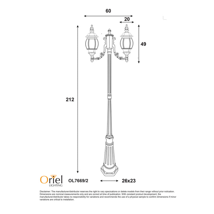 HIGHGATE TWIN BLACK Tradtional Outdoor Post Light