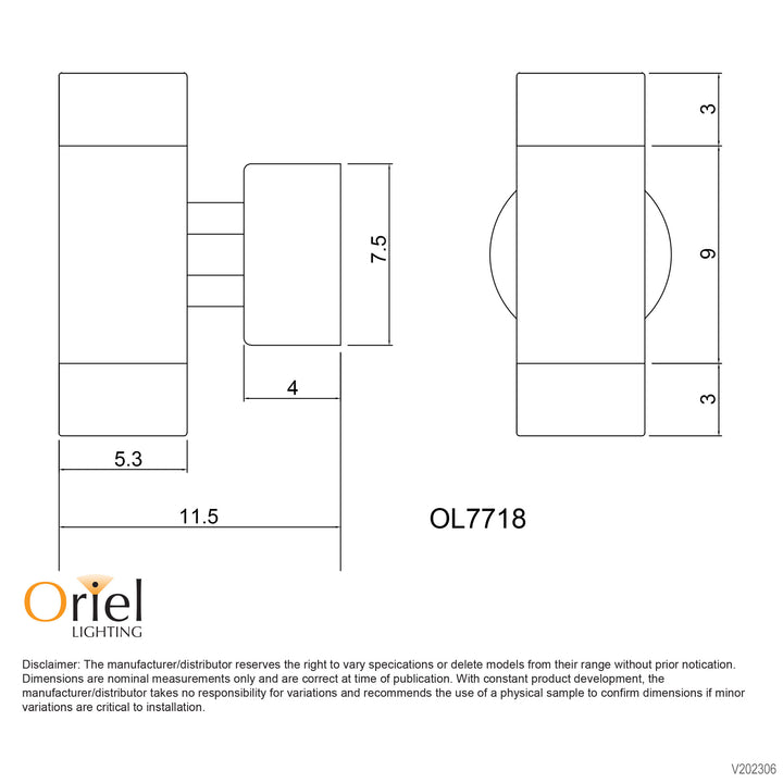 COMMA 2 LIGHT Copper 240V Outdoor Up-Down Wall Light Copper