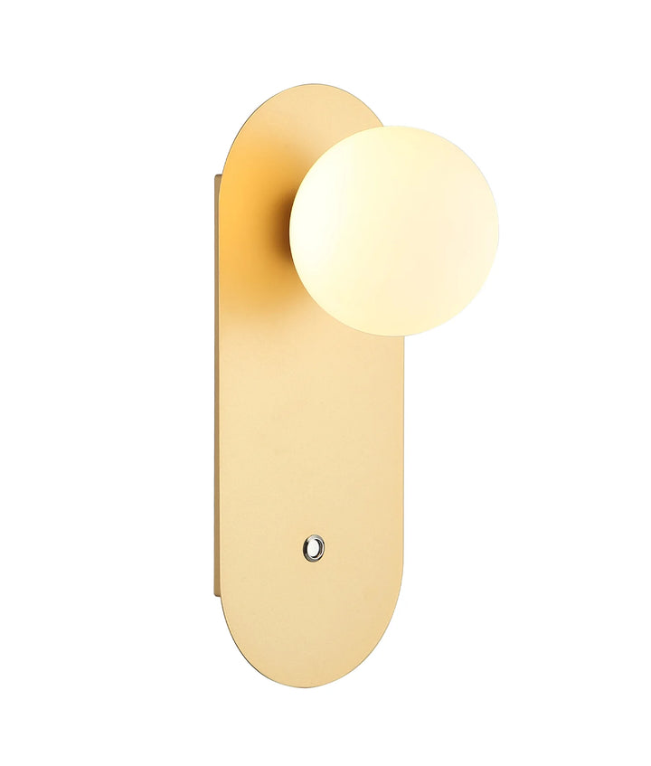 OVALIS: Interior Round Opal Diffuser Oblong Base with Switch Wall Lights Gold Wall light
