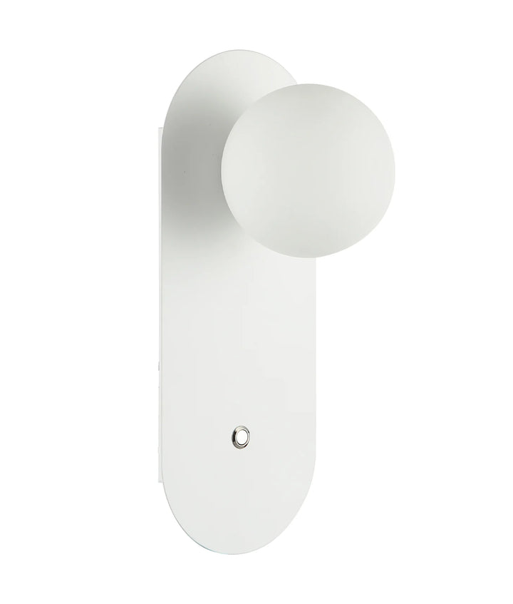 OVALIS: Interior Round Opal Diffuser Oblong Base with Switch Wall Lights White Wall light