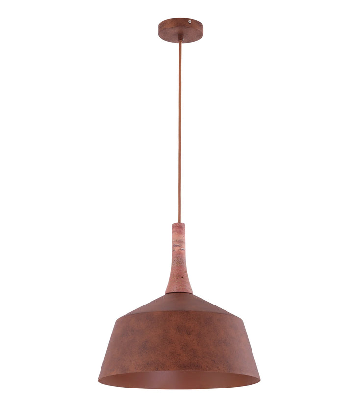 OXIDO: Interior Rustic Brown with Travertine Highlight Angled Dome Pendant Lights Medium Pendant