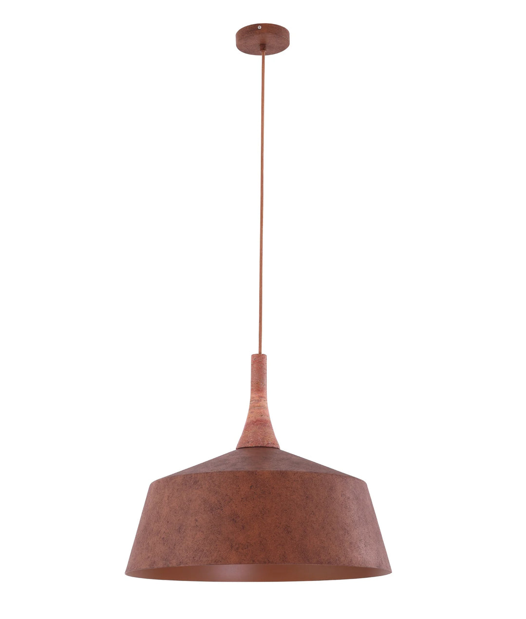 OXIDO: Interior Rustic Brown with Travertine Highlight Angled Dome Pendant Lights Large Pendant