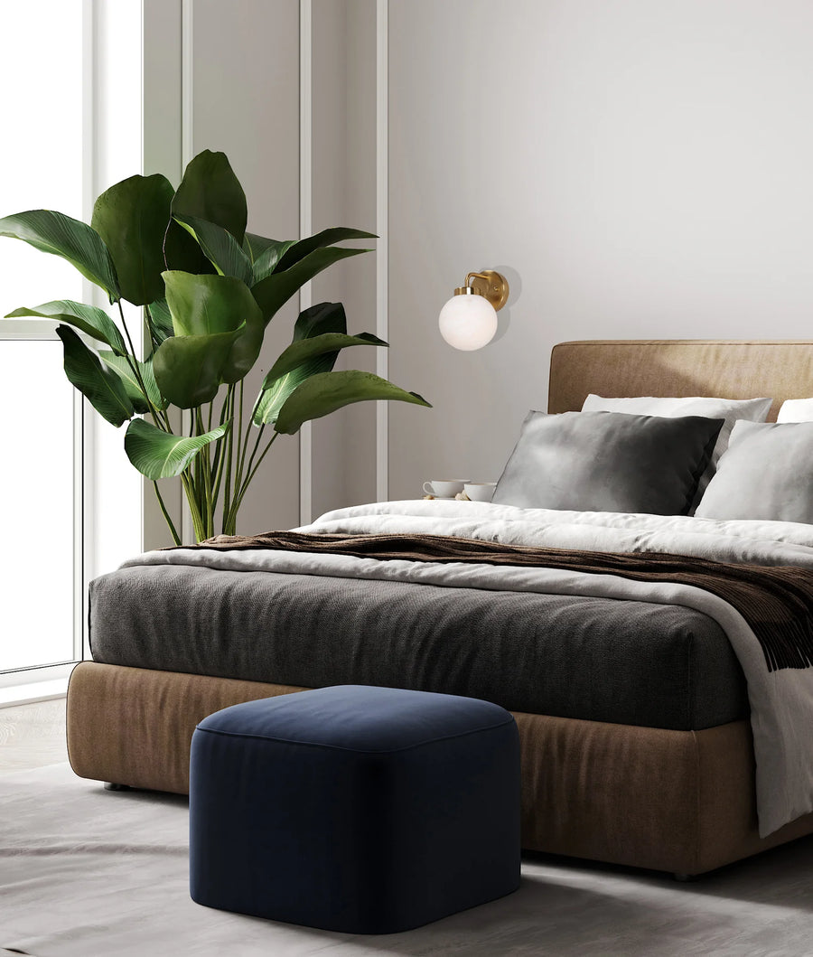 PALLA: Interior Single Sphere Alabaster with Brass Highlight Round Base Wall Light Wall light