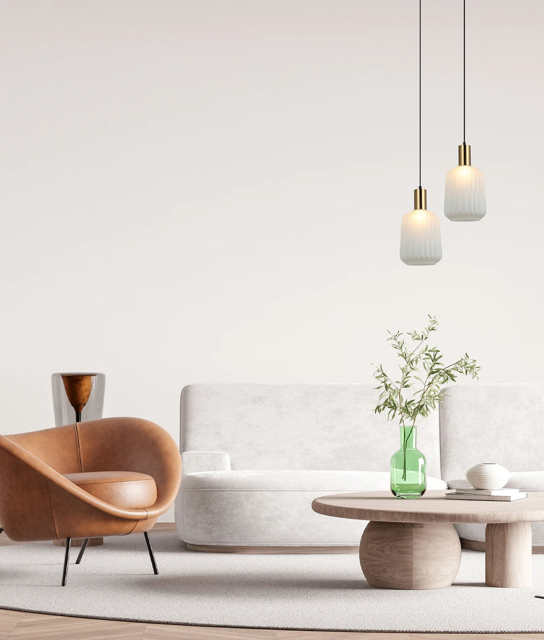 PAPEL: Interior Pleated Opal Opaque / Translucent Jar Glass Pendant Lights Pendant