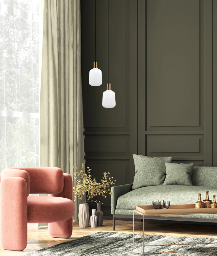 PAPEL: Interior Pleated Opal Opaque / Translucent Jar Glass Pendant Lights Pendant