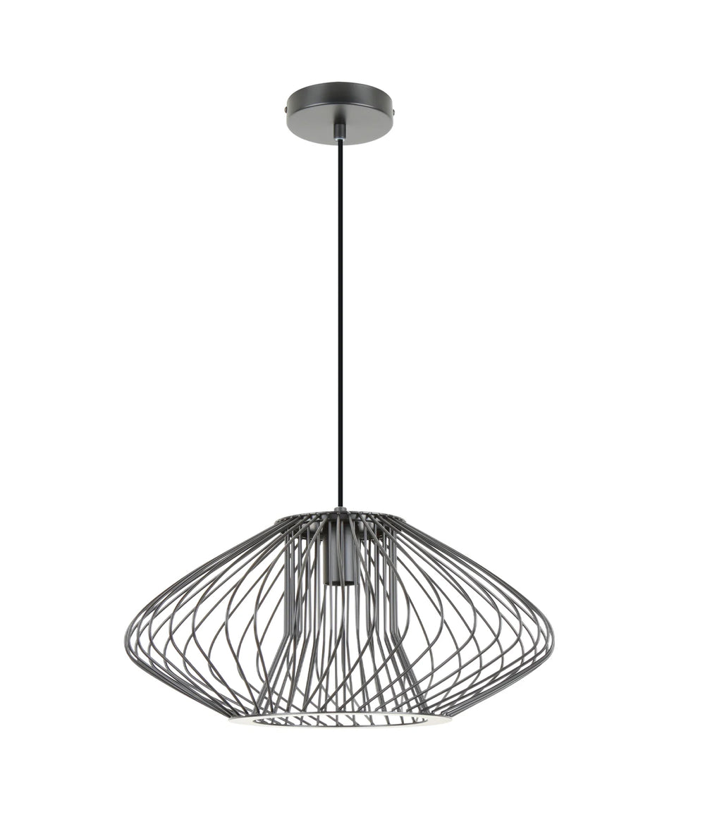 PARRILLA: Interior Oval Cage Iron Pendant Lights OD440mm/OD600mm Matte Black 440mm Pendant
