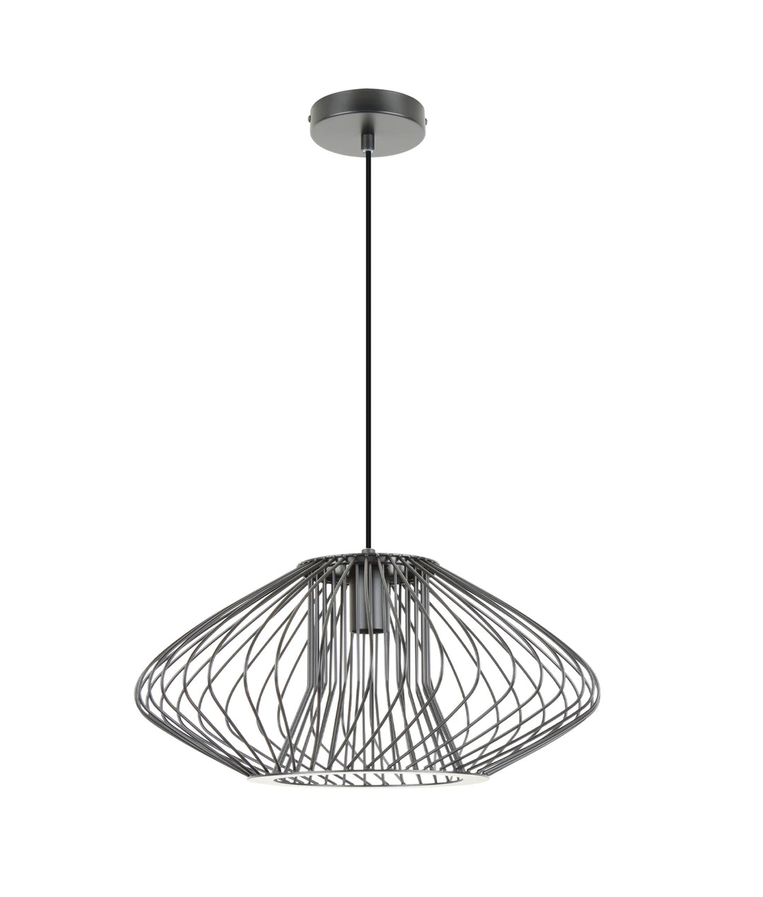 PARRILLA: Interior Oval Cage Iron Pendant Lights OD440mm/OD600mm Matte Black 440mm Pendant