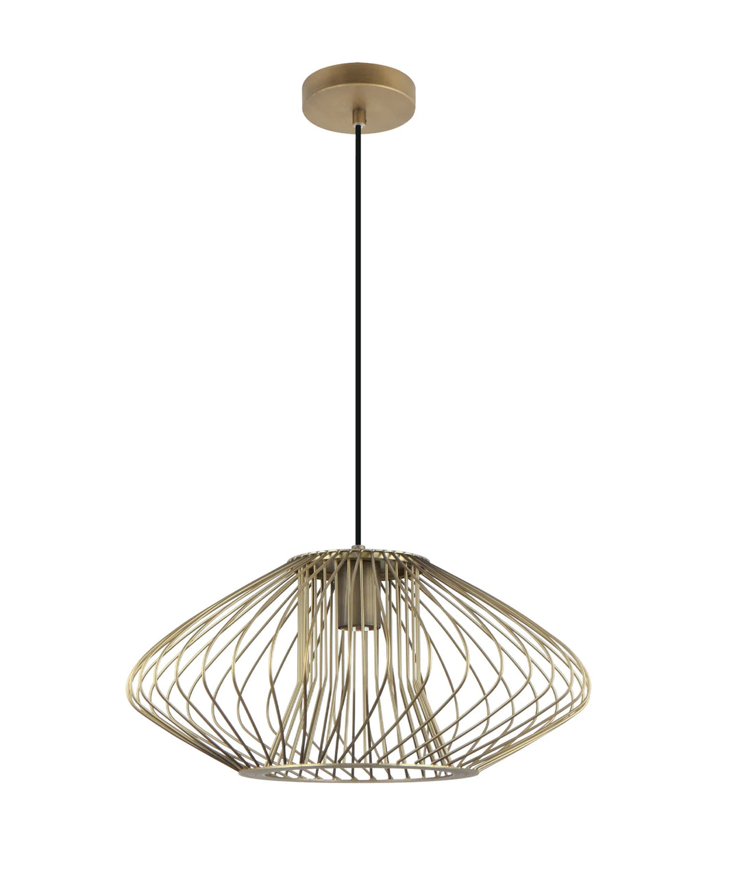 PARRILLA: Interior Oval Cage Iron Pendant Lights OD440mm/OD600mm Imitation Antique Brass 440mm Pendant