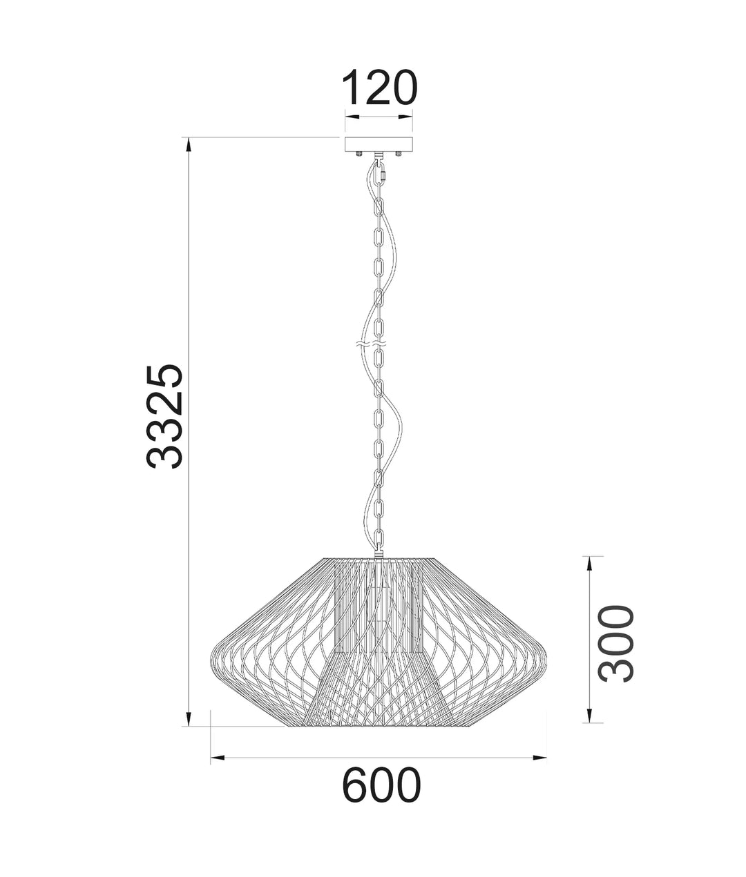PARRILLA: Interior Oval Cage Iron Pendant Lights OD600mm Pendant