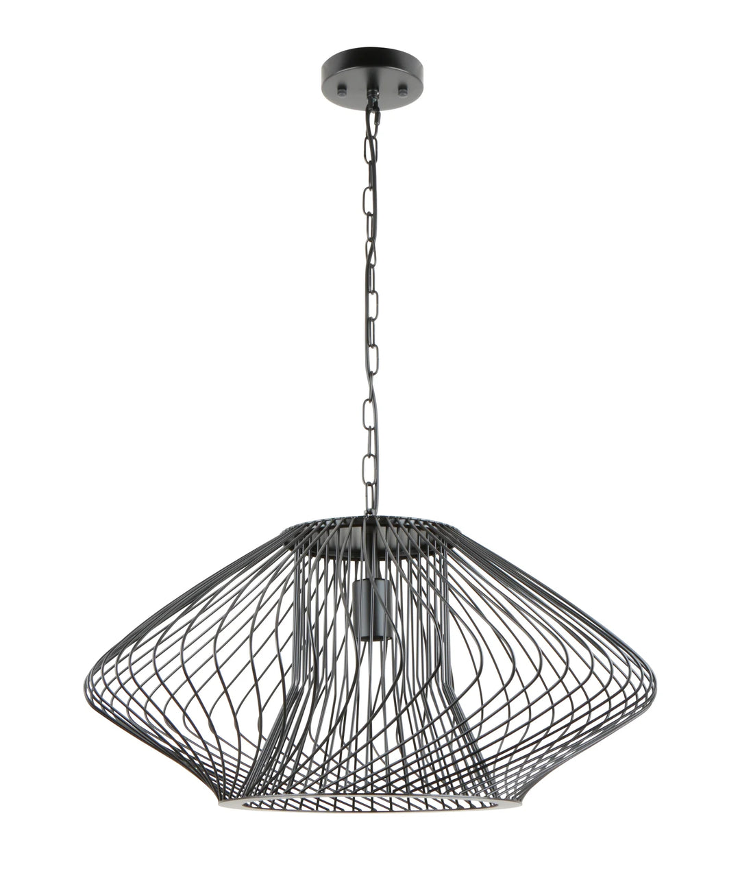 PARRILLA: Interior Oval Cage Iron Pendant Lights OD600mm Black Pendant